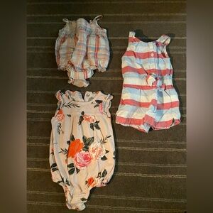 Floral and Striped Kids Romper Set